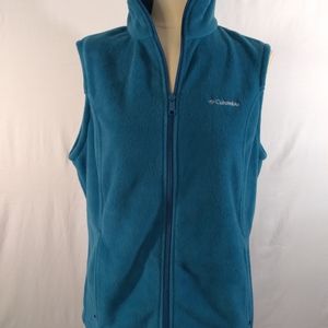 Columbia teal blue fleece vest sz L